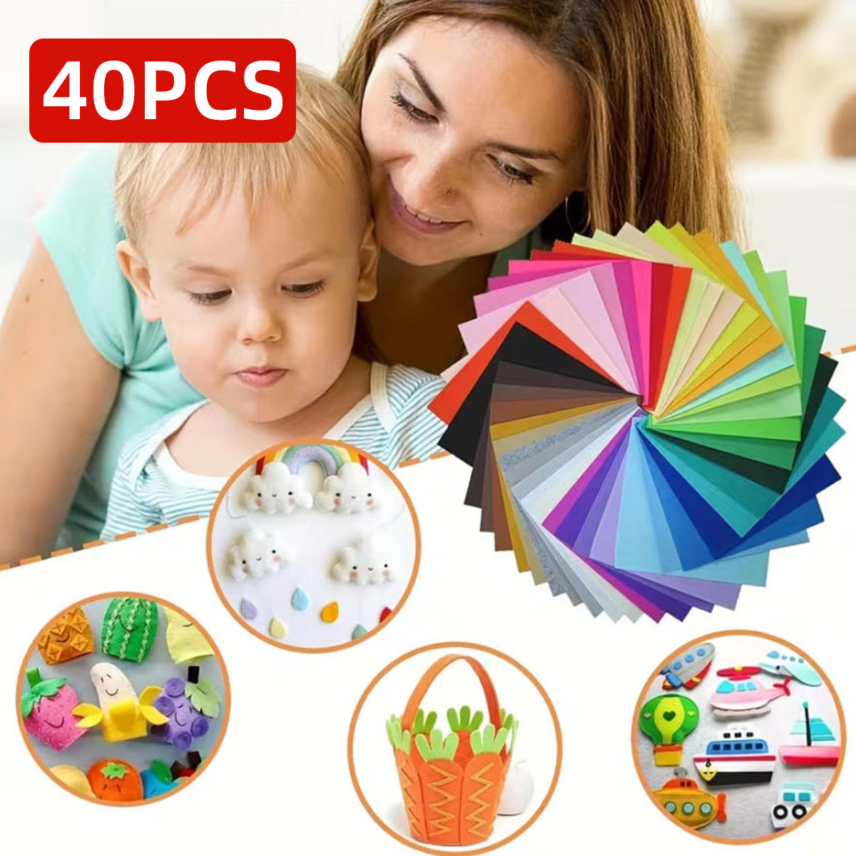 Fabric Softener Sheet - 40 قطعة من قماش اللباد الملون،
