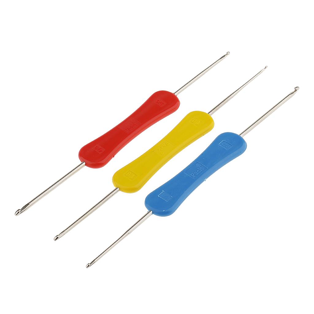 Textile Sewing Kit - 3 خطافات كروشيه ذات قبضة مزدوجة