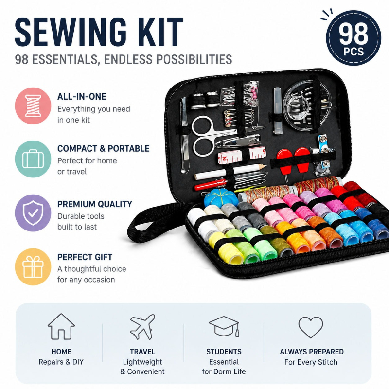 مجموعة أدوات الخياطة 68/98 قطع - مراجعة Textile Sewing Kit وسعره